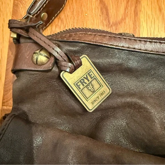 Vintage *Rare* Frye Christine Hobo Leather Shoulder Bag with Braided Handle - Picture 2 of 15